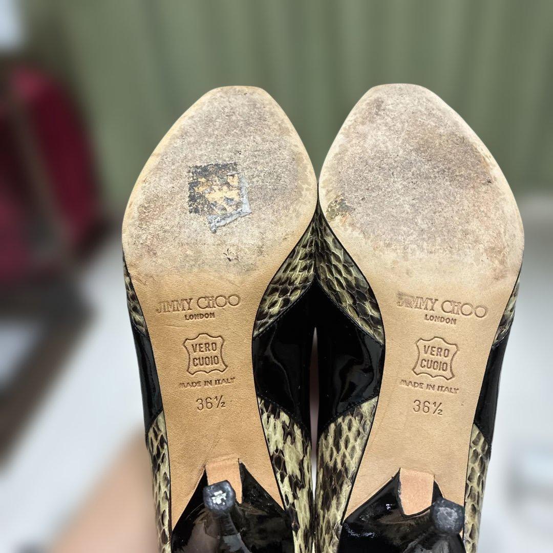 〖JIMMY CHOO〗オープントゥパンプス JIMMY CHOO ヘビ柄オープントゥパンプス - メルカリ