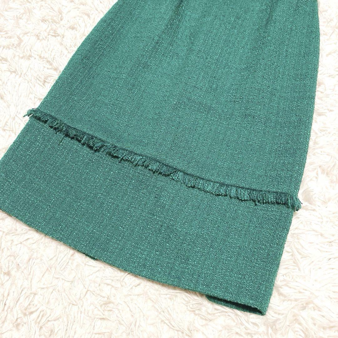 美品 エルケイ シュガー ツイード ノースリーブ ワンピース タイト ロング