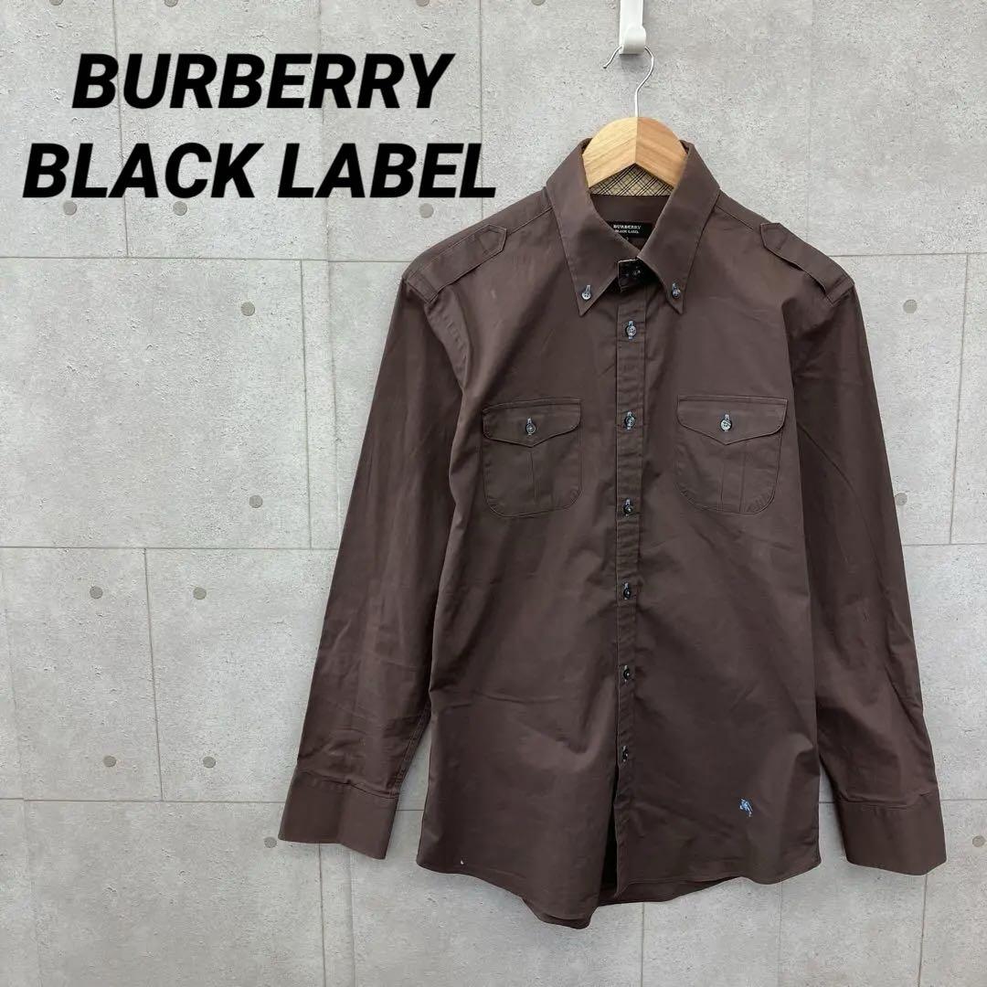 BURBERRY BLACK LABEL シャツ 長袖 ワンポイント 茶