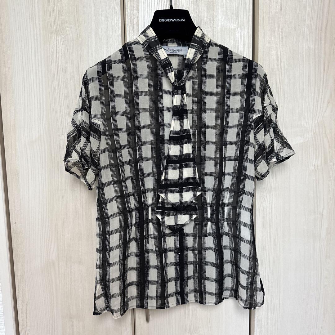 Yves Saint Laurent rive gauche シャツ 半袖シルク