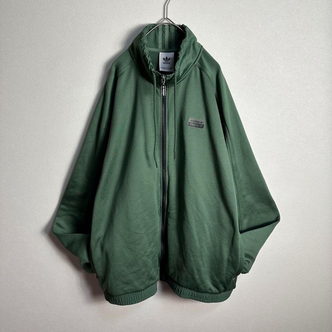 【希少デザイン】adidasジャージ　ウーブントラックトップ　グリーン　緑2XL