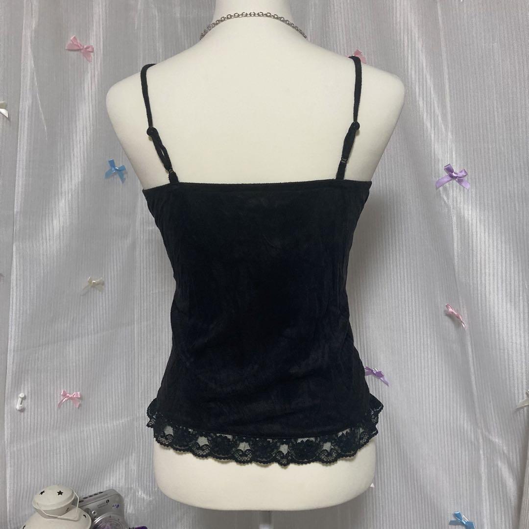 gothic 平成ギャル ゴスロリ フェアリーグランジ レース前開きキャミソール
