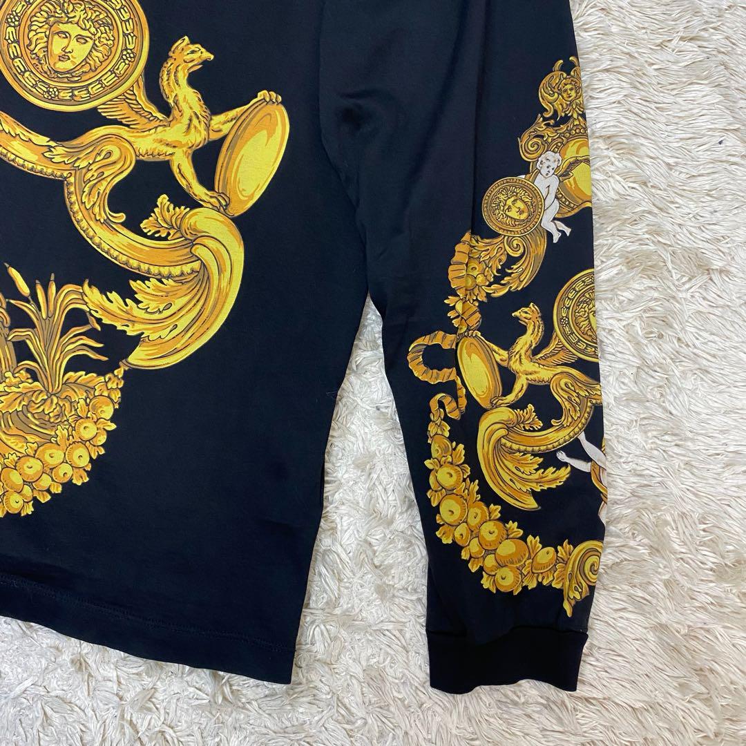 ヴェルサーチ　総柄　長袖Tシャツ　ロンT 黒　Lサイズ