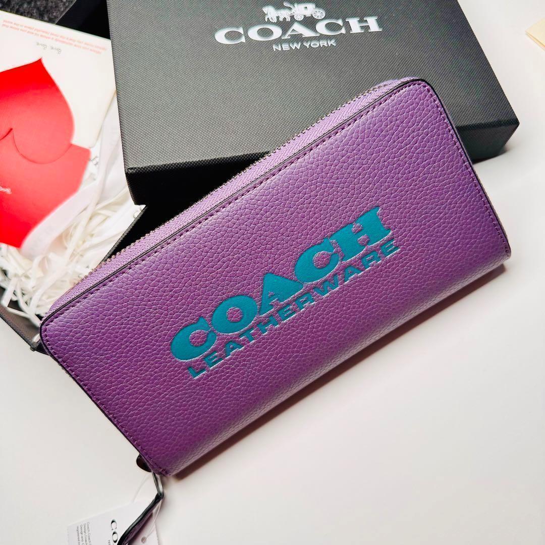 新商品　コーチ　Coach長財布エンボスロゴ　品番A2181 パープル