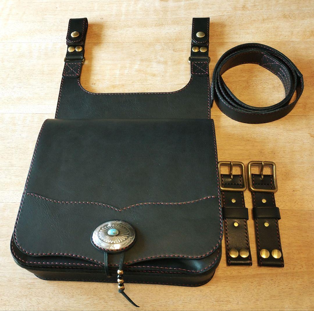 大量入荷 レザーショルダーバッグ メルカリ - ハンドメイド バイカーズギア ビジネスバッグ