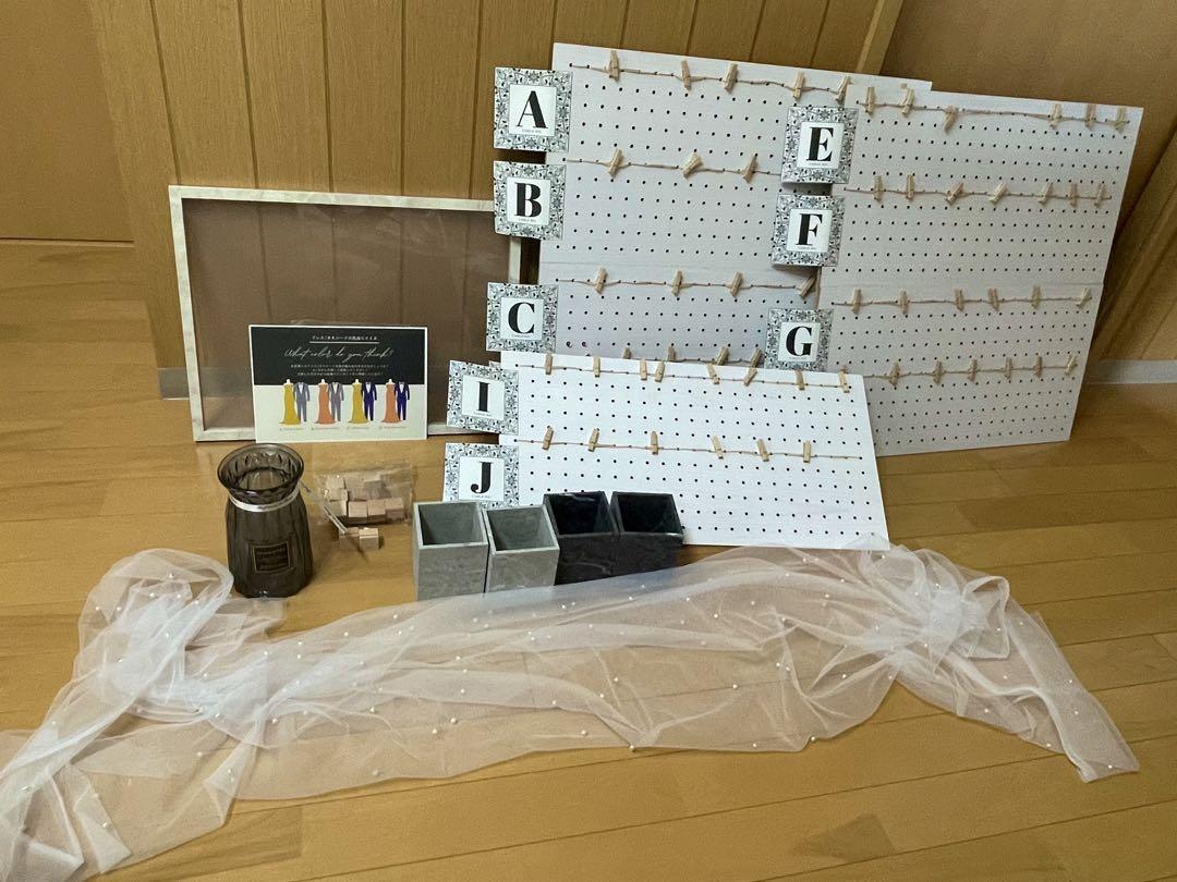 結婚式　ウェルカムスペース　エスコートボード　ドレス当て　テーブルクロス