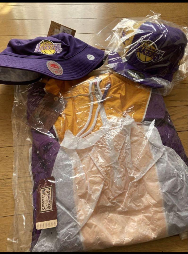 NBA レイカーズ ウィンドブレーカー バケハ キャップ3点セット NBA レイカーズ ウィンドブレーカー バケハ キャップ3点セット