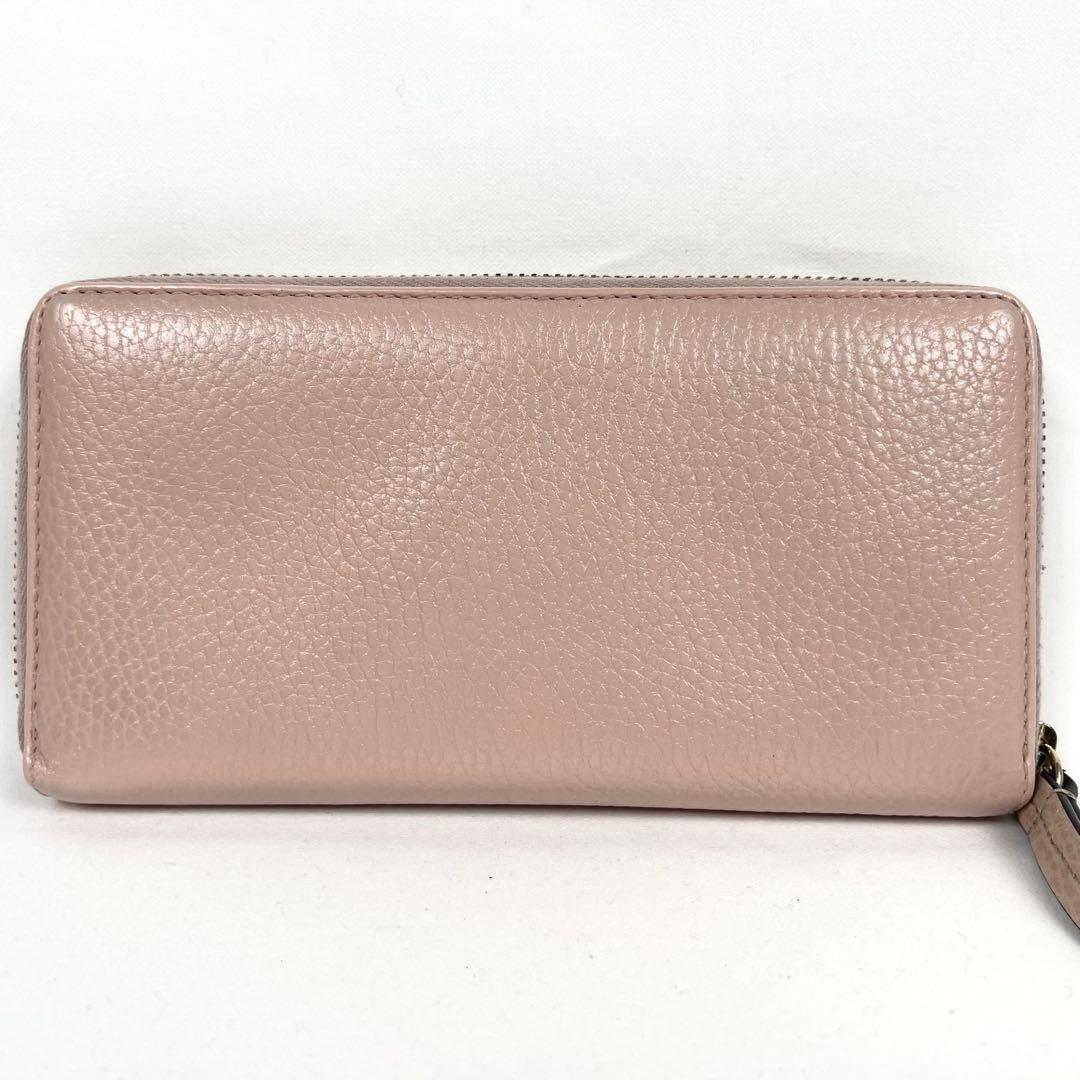 グッチ　長財布　マーモント　ラウンドファスナー　ゴールドGGロゴ　シボ革　美品