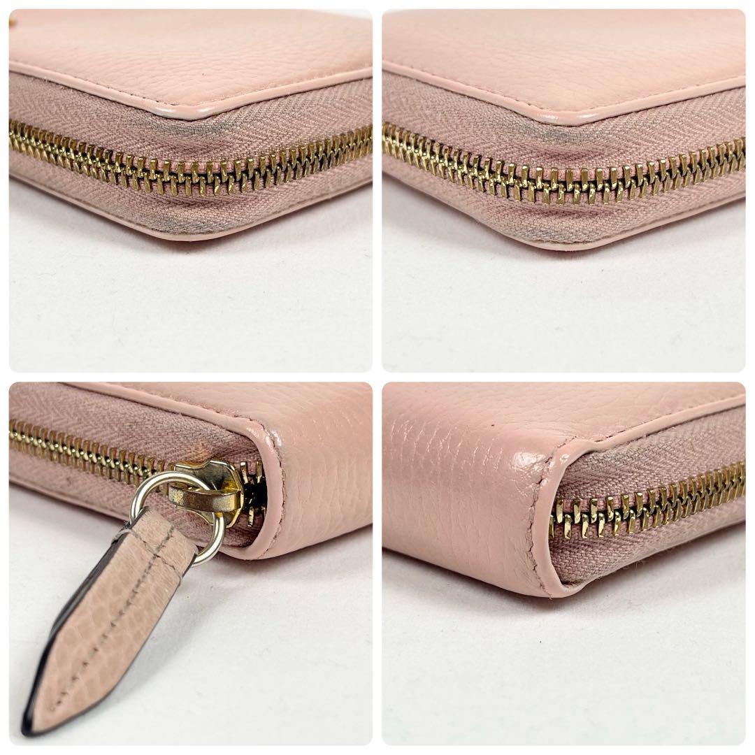 グッチ　長財布　マーモント　ラウンドファスナー　ゴールドGGロゴ　シボ革　美品