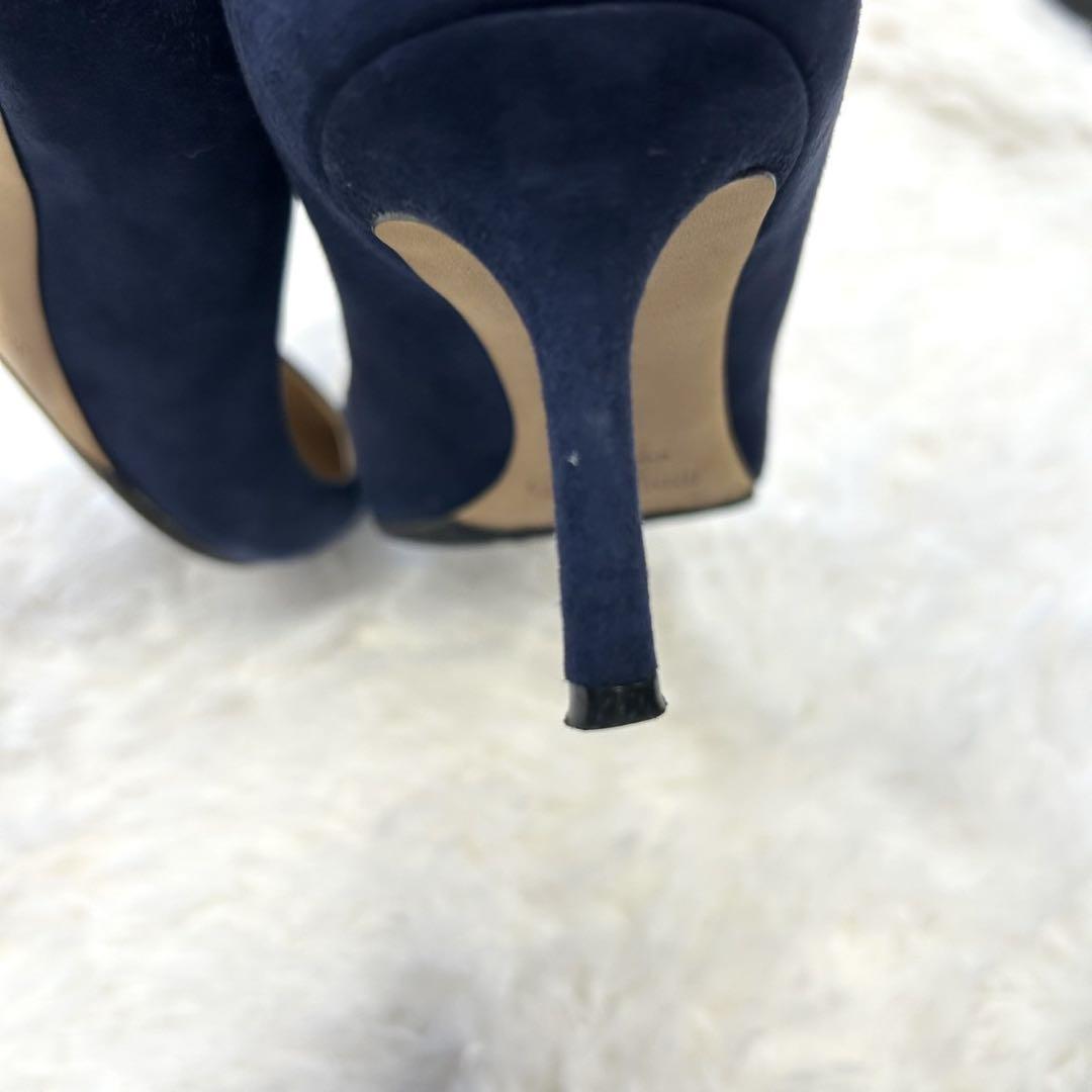 箱付 JIMMY CHOO ネイビー スエード ハイヒール 38 25 ルーミー