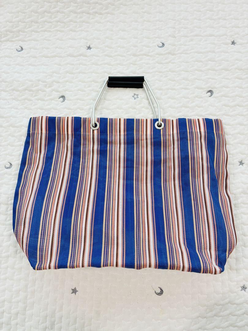 MARNI トートバッグ 青×ピンク ストライプ
