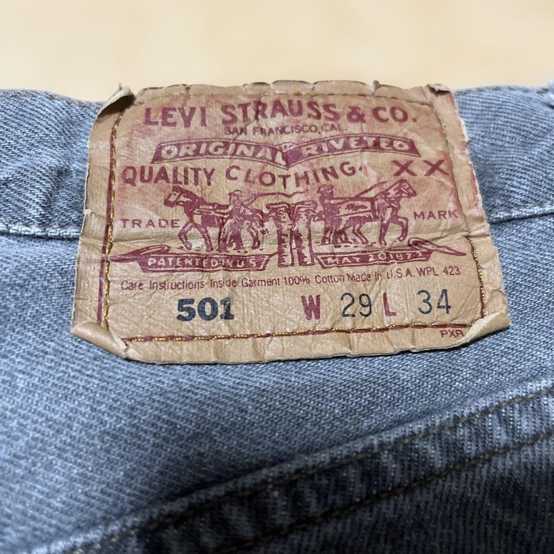 90s USA製 Levi‘s 501 先染めブラック 29X34 レングス長め