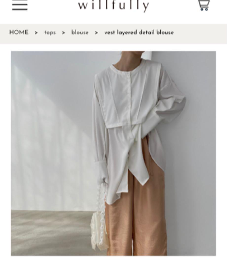 高い信頼 厚い信頼 ウィルフリー✳︎新品✳︎vest layered detail blouse シャツ/ブラウス(長袖/七分)