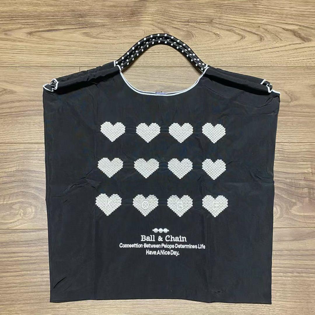Ball & Chain KOBE ハート柄 刺繍 エコバッグ ブラックM - メルカリ