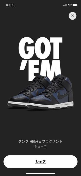 新品 NIKE ナイキ ダンクHIGH xフラグメントシューズ