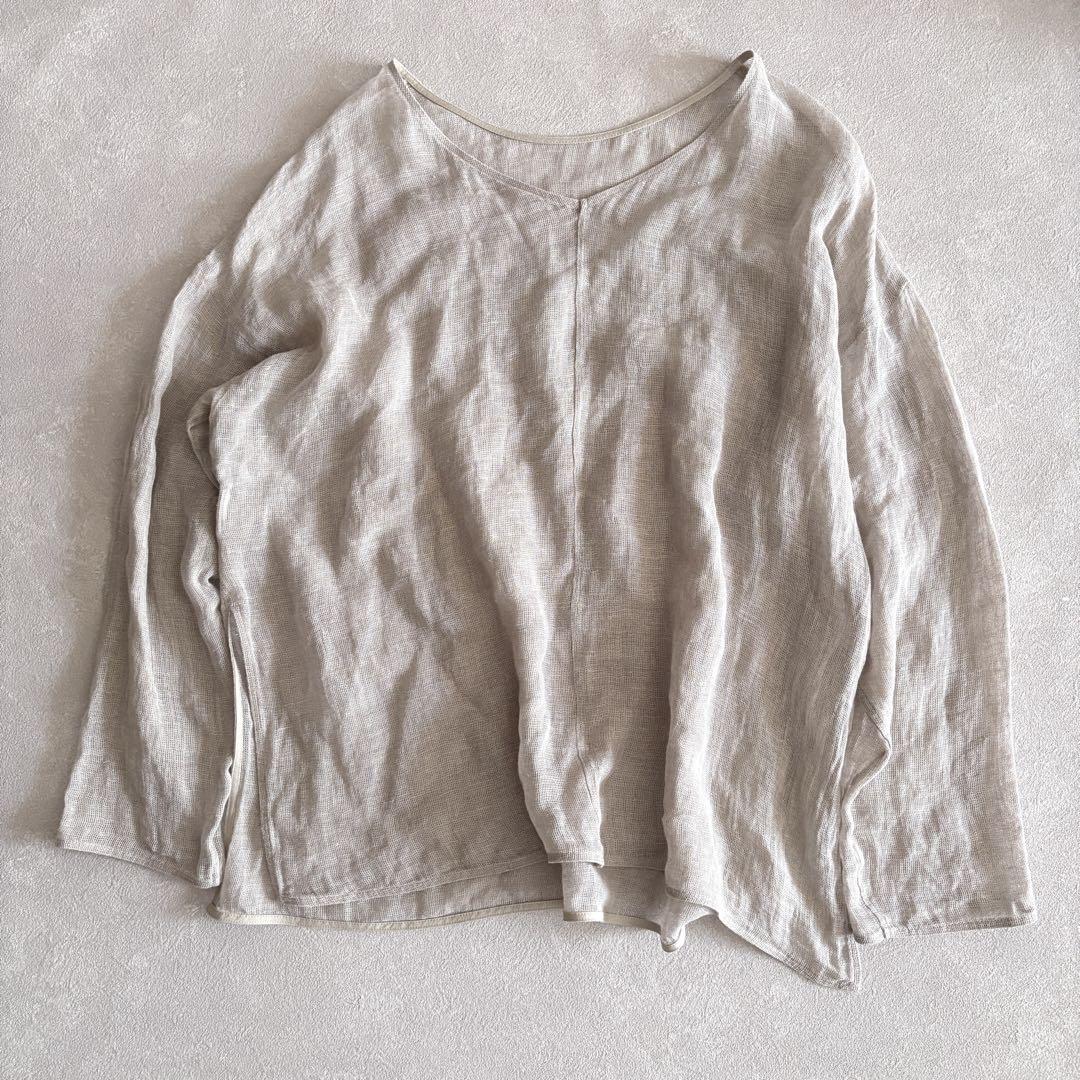 ★Spick&Span 2023S/S メッシュリネンルーズプルオーバー＜F＞
