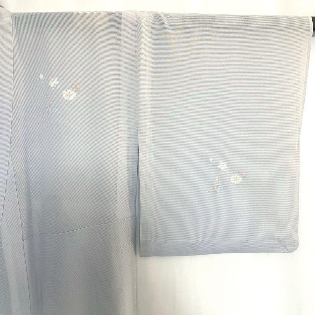 5k1041 着物 正絹 夏物 薄物 絽 付下げ グレー 白 ピンク 緑 花柄