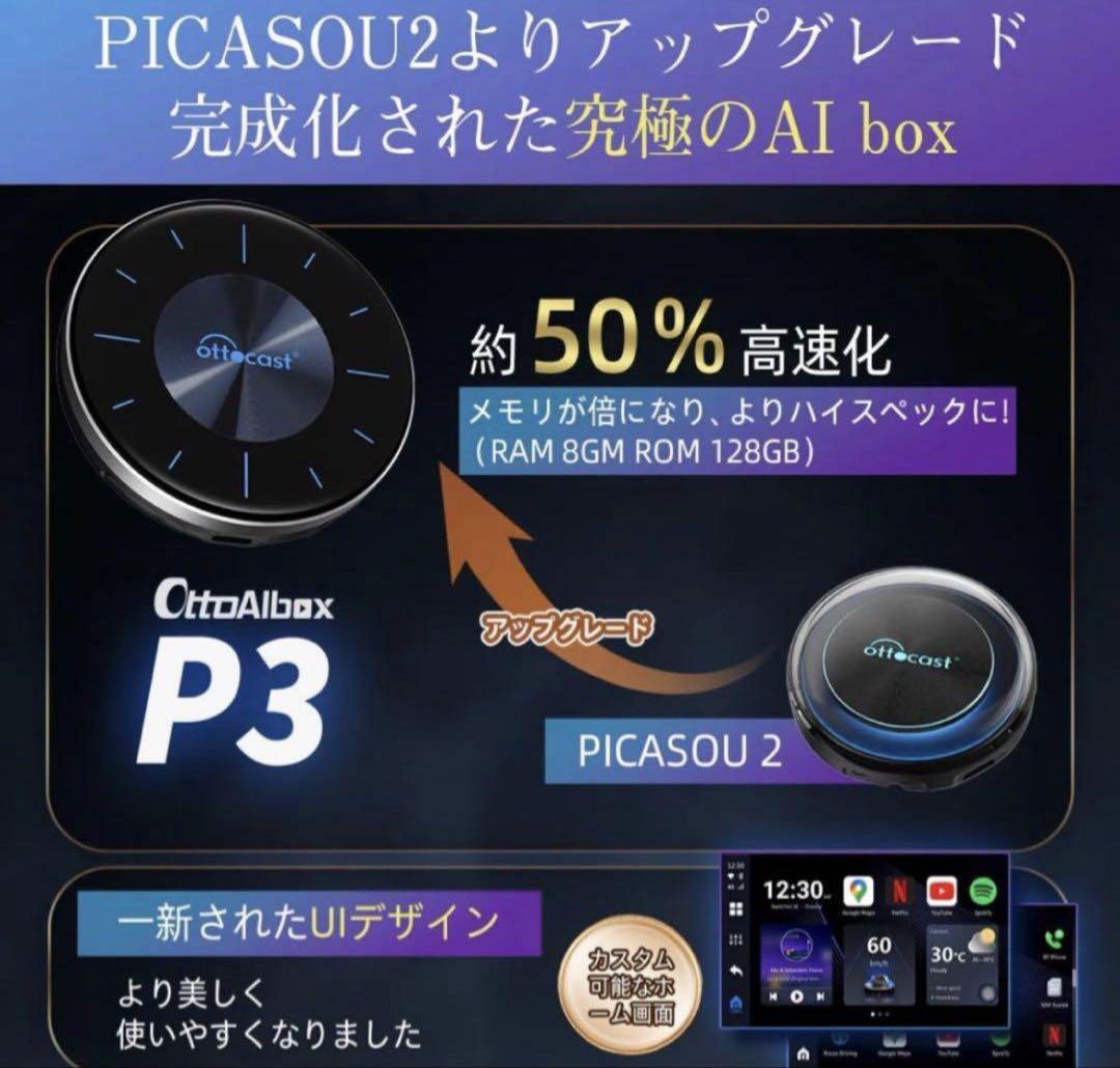 【美品】OTTOCAST OttoAibox P3 CarPlay AI Box