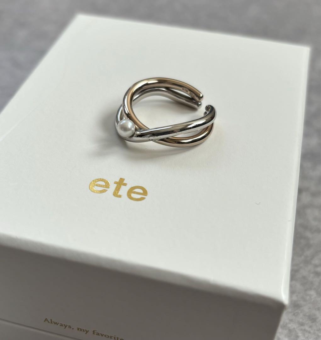 ete パール バイカラー リングカフ　ミストピンクゴールド 13号