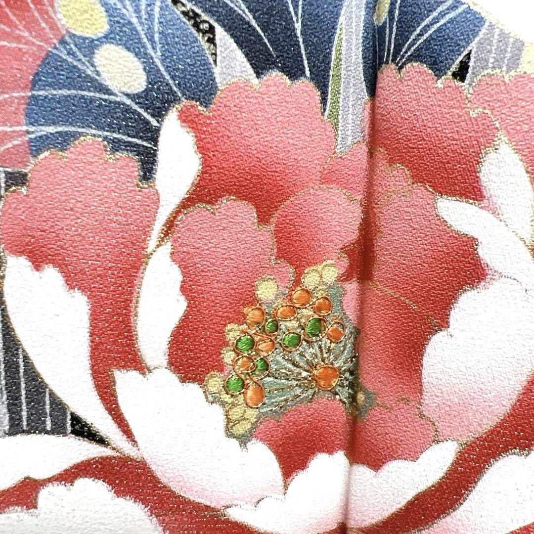 作家もの　振袖　金駒刺繍　金彩　花模様　牡丹　菊　鉄線花　桔梗　着物　014k 作家もの 振袖 金駒刺繍 金彩 花模様 牡丹 菊 鉄線花 桔梗 着物 014k