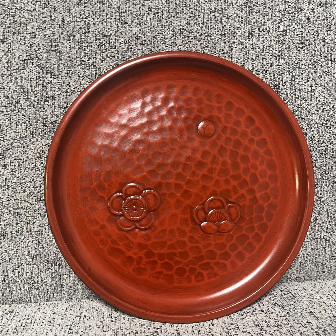 アンティーク　鎌倉彫　漆器　大 鎌倉彫 峰緑堂 お盆 漆器 直径24センチ - メルカリ