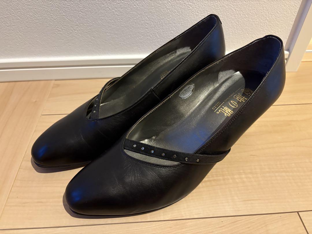 【美品】ブラックヒールパンプス　24.5 EEE