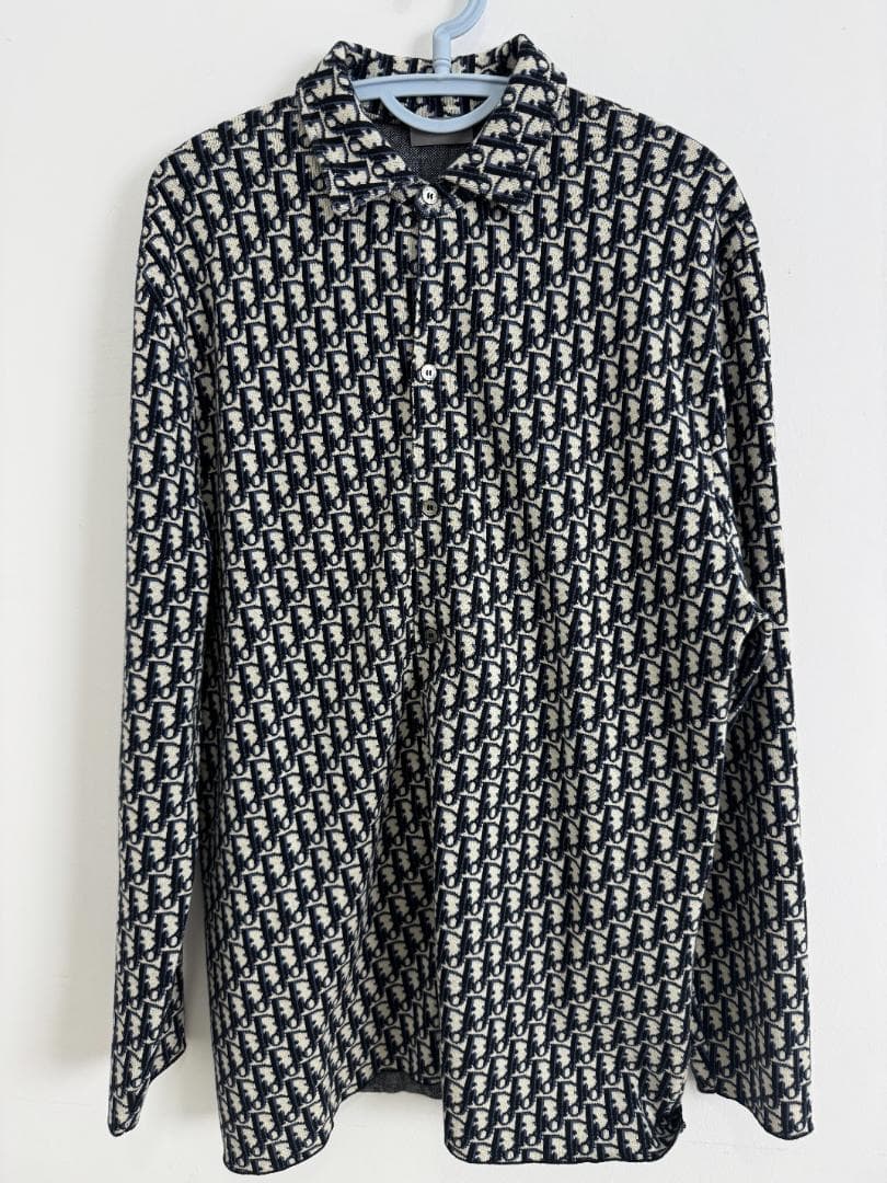 DIOR オブリーク柄総柄ニット長袖シャツ