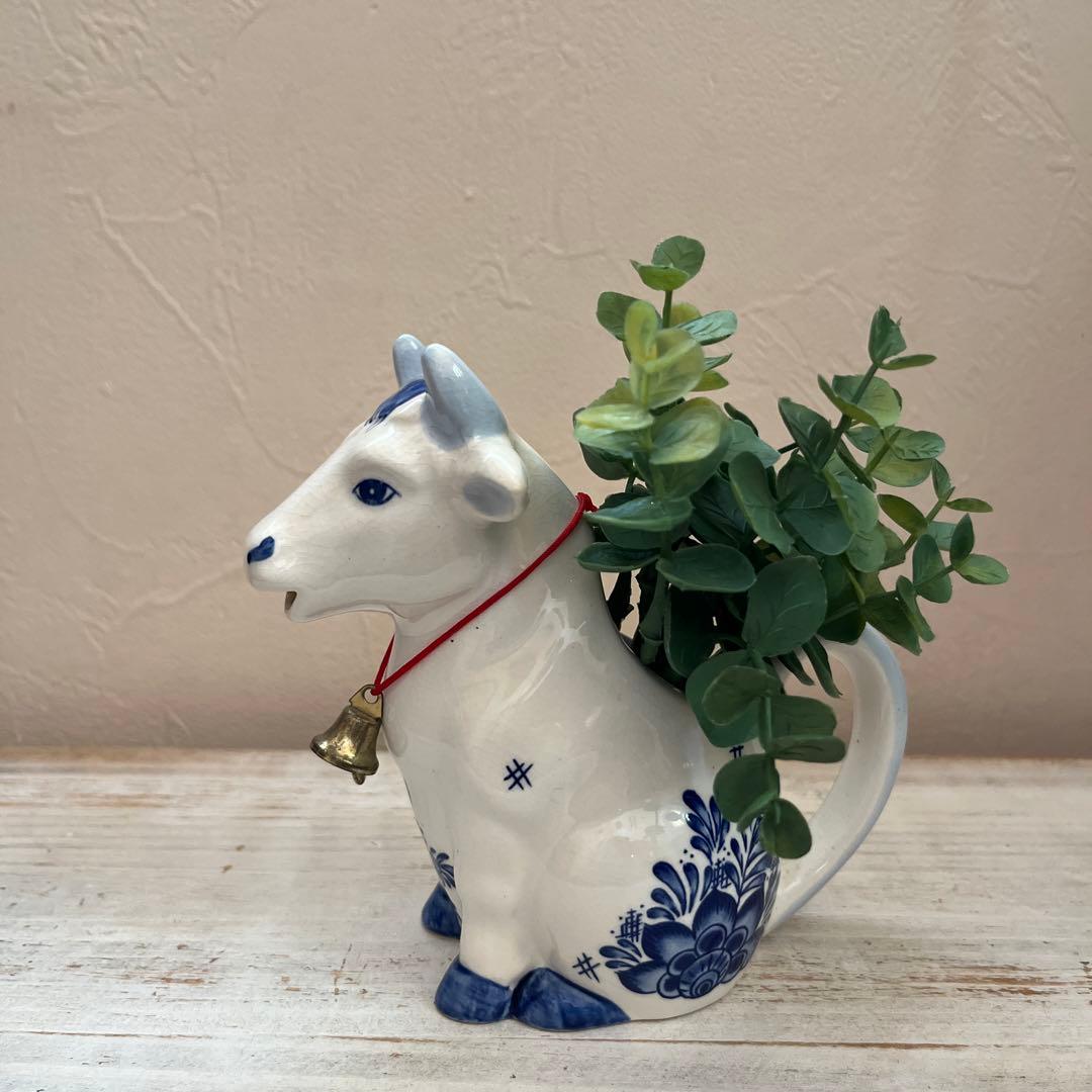 オランダ】 陶器 牛のミルクピッチャー デルフト焼き - メルカリ