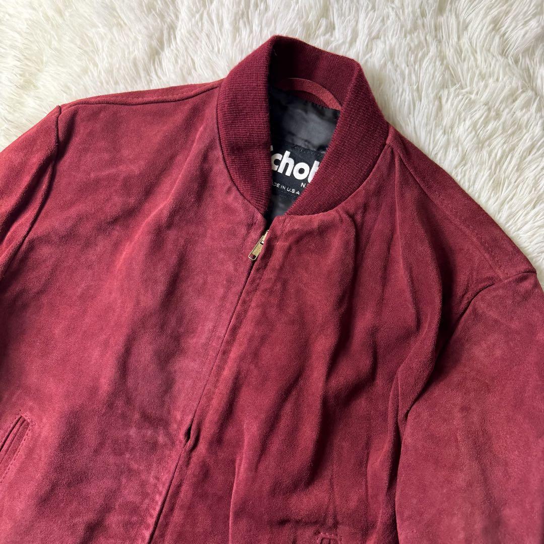 デッドストック】schott レザージャケット スエード レッド USA 40