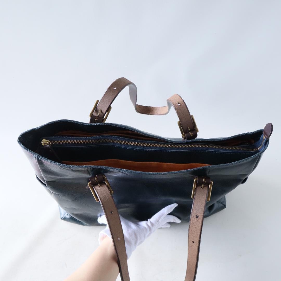 美品Zeha 姫路レザーA4トートバッグ　ネイビー　zeha 美品Zeha 姫路レザーA4トートバッグ ネイビー zeha - メルカリ