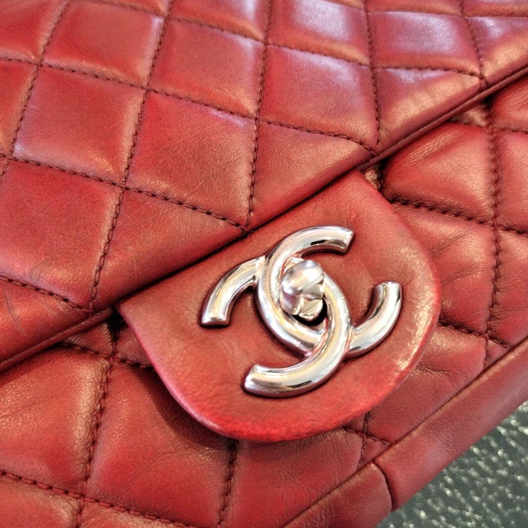 CHANEL デカマトラッセ チェーンショルダーバッグ アンティークレッド