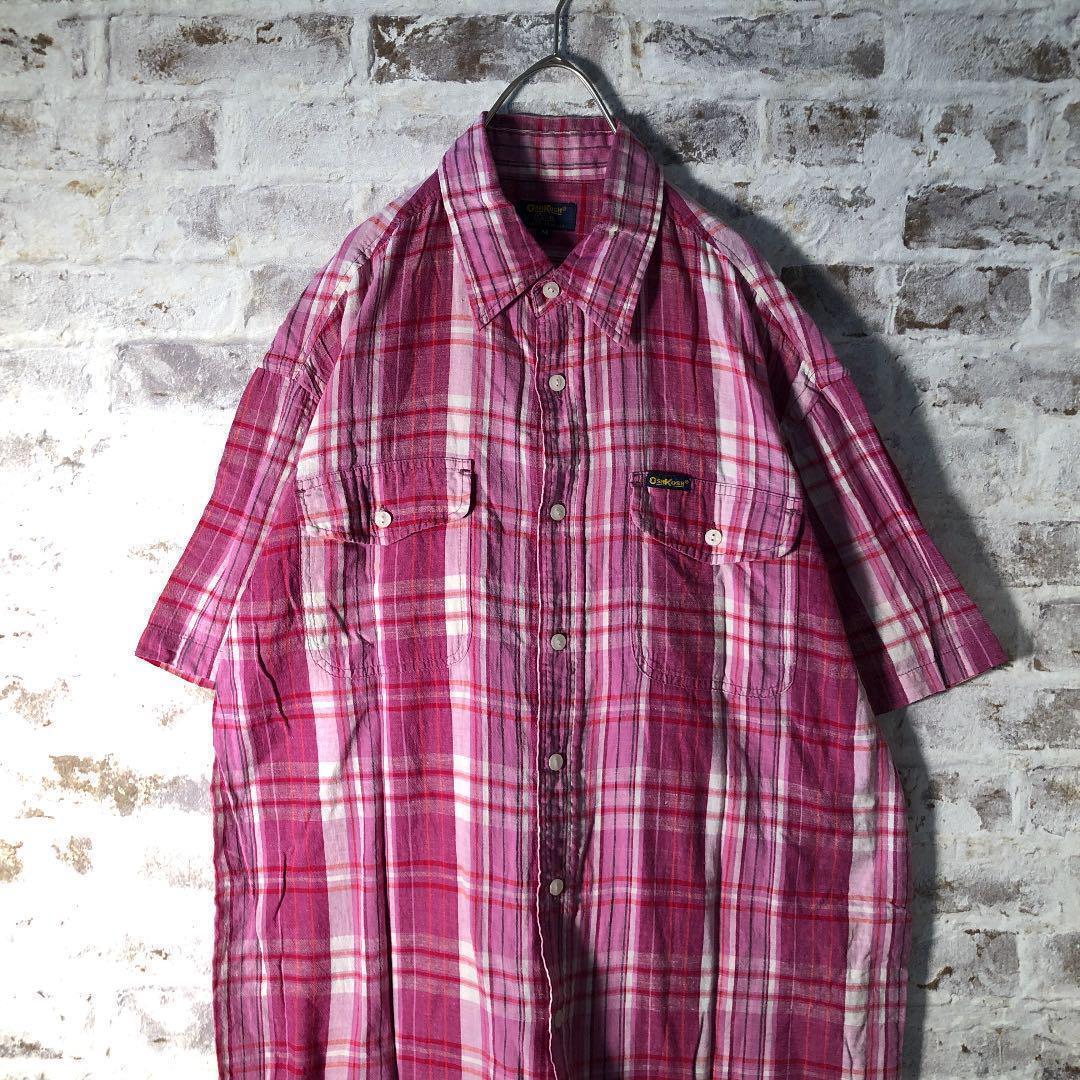 チェック柄シャツ アウトドア レトロロゴタグ古着usedSM16