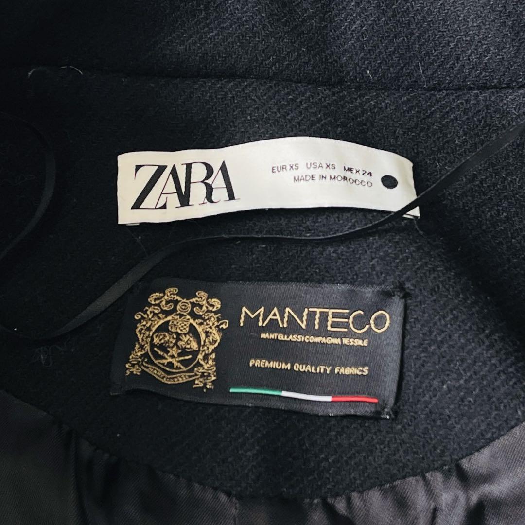 【美品✨】ZARA　MANTECO　ロングガウンコート　ベルト　女優襟　黒