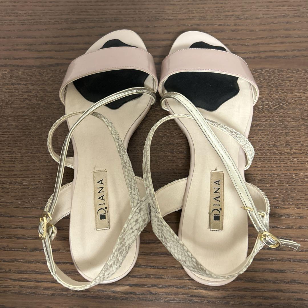 希少 DIANA ダイアナ 厚底グリッター ストラップサンダル 24 5cm