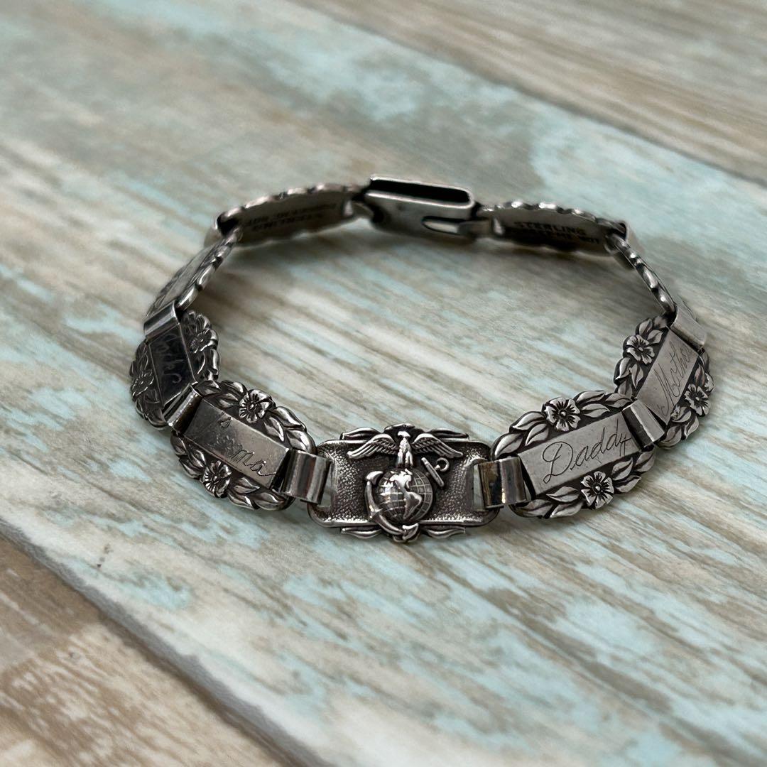 40s USMC forget me not 勿忘草 ブレスレット 約17cm