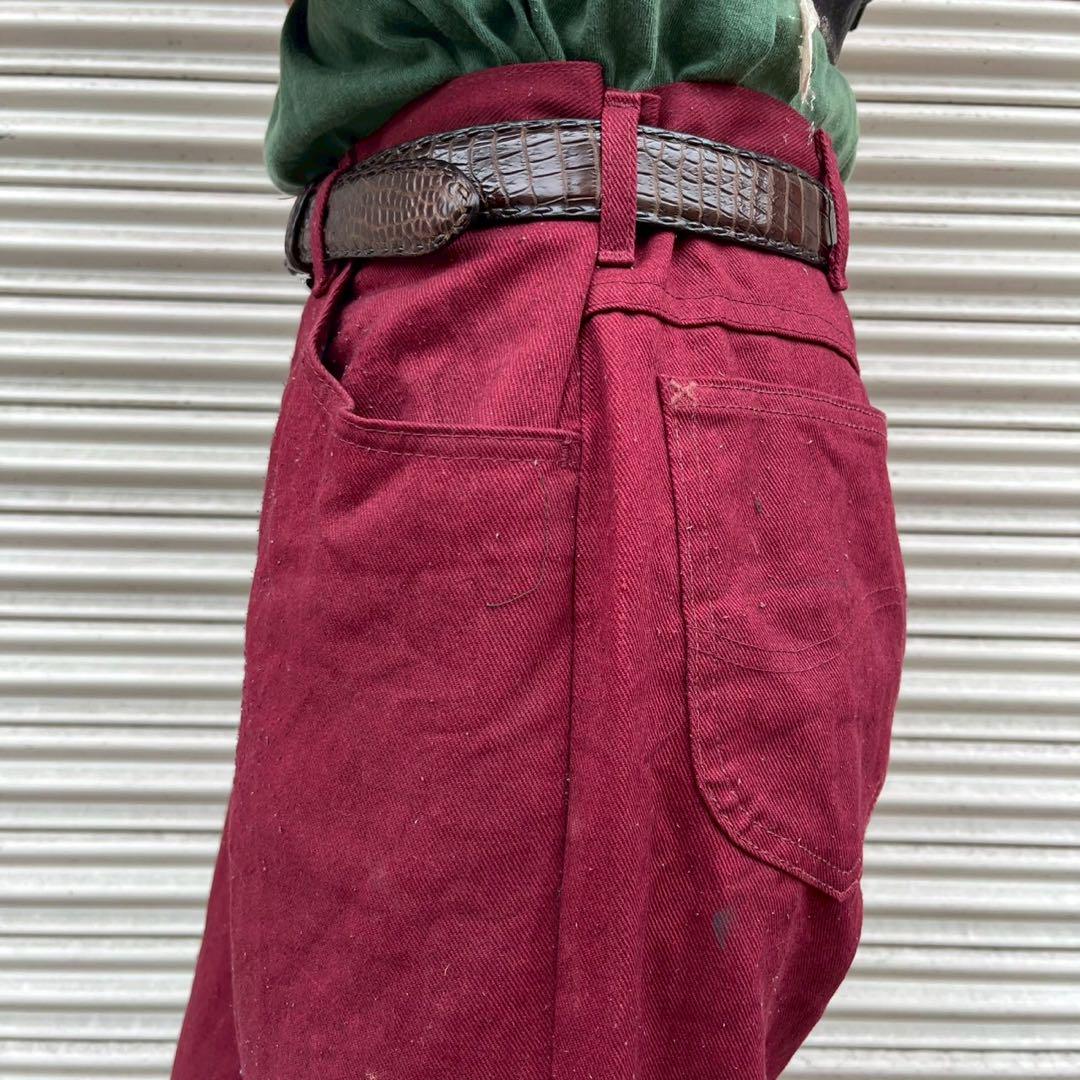 80s USA製 Lee カラーデニム デニムパンツ ワインレッド ヴィンテージ
