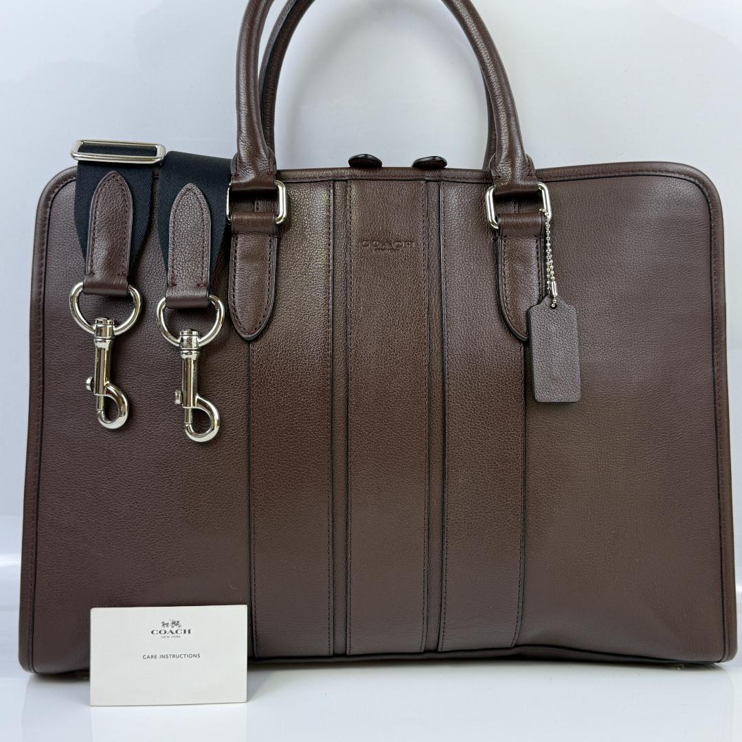 美品 COACH コーチ レザー ビジネスバッグ 2way ブリーフケース
