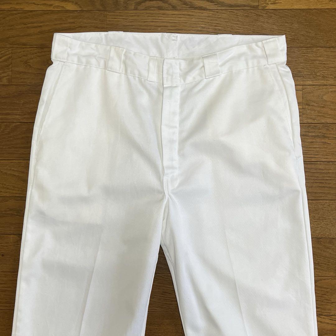 80s USA製 Dickies ワークパンツ W36L30 白 874
