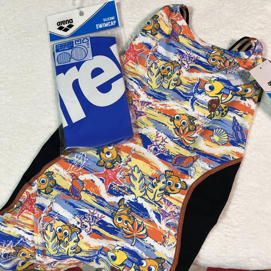 新品　レディース　アリーナ　ディズニー　競泳水着　L　練習用　長持ち水着　ニモ