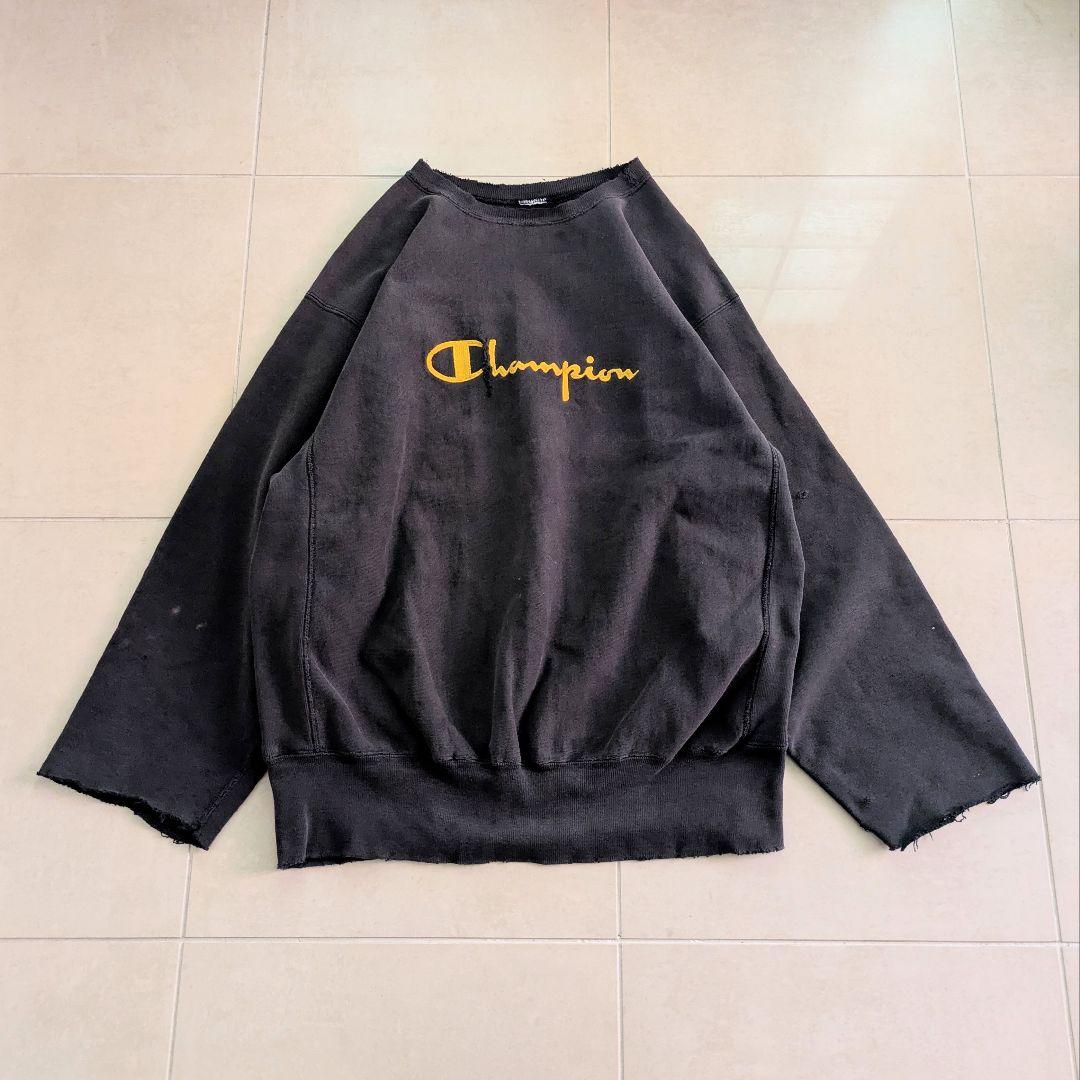 90s USA製 Championチャンピオン ワンポイント リバースウィーブ スウェット ボロ 黒 フェード L - Sixpacjoe Web  Shop
