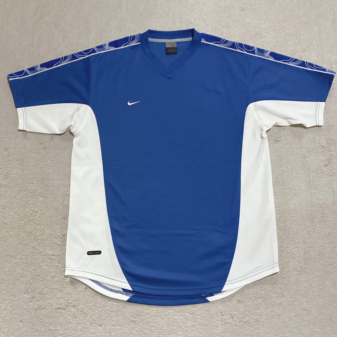 【美品】ナイキ DRI-FIT サッカージャージ 青×白 メンズLサイズ 半袖