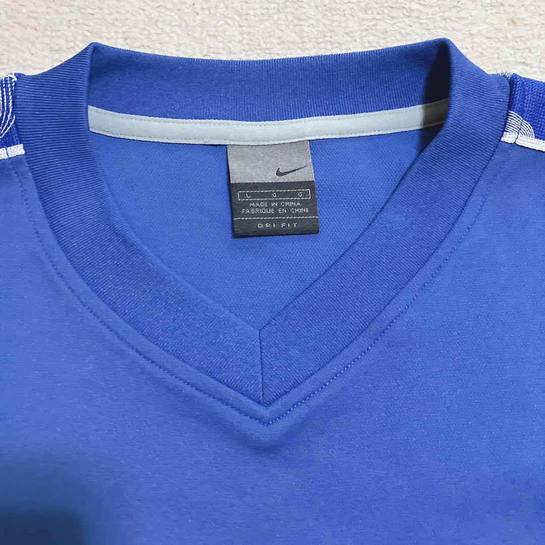 【美品】ナイキ DRI-FIT サッカージャージ 青×白 メンズLサイズ 半袖