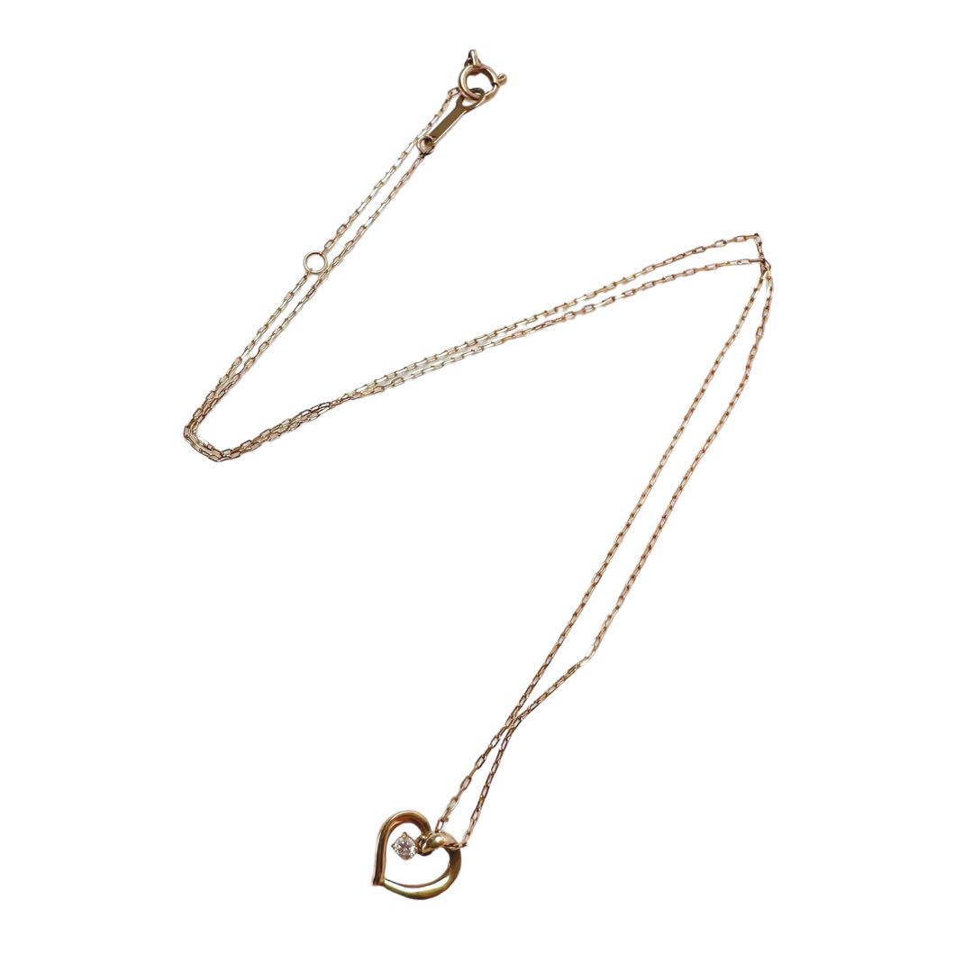 極美品】【4℃】K10 ハートモチーフ ペンダント ネックレス 極美品】【4℃】K10 ハートモチーフ ペンダント ネックレス