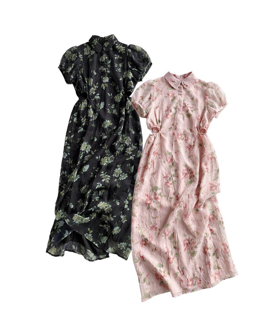 CLANE SHEER FLOWER MINI PUFF ONEPIECE