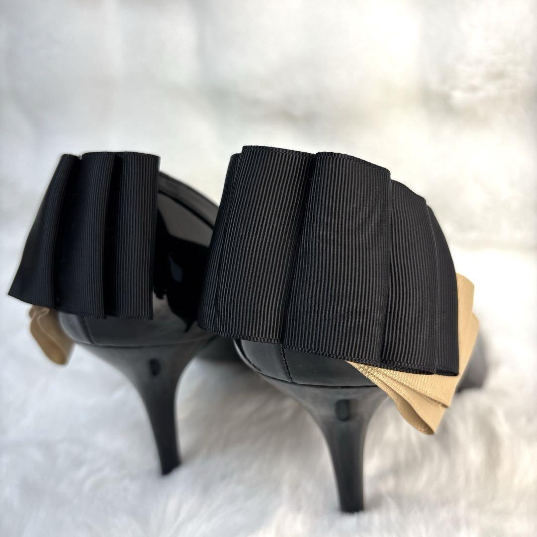 【美品】DIANA ブラック フリル 25cm ピンヒール　パンプス