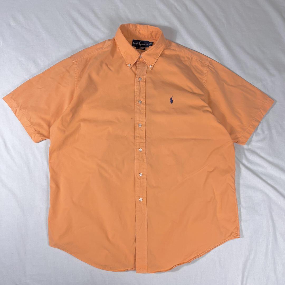 ラルフローレン 半袖シャツ ボタンダウン CLASSIC FIT オレンジ XL