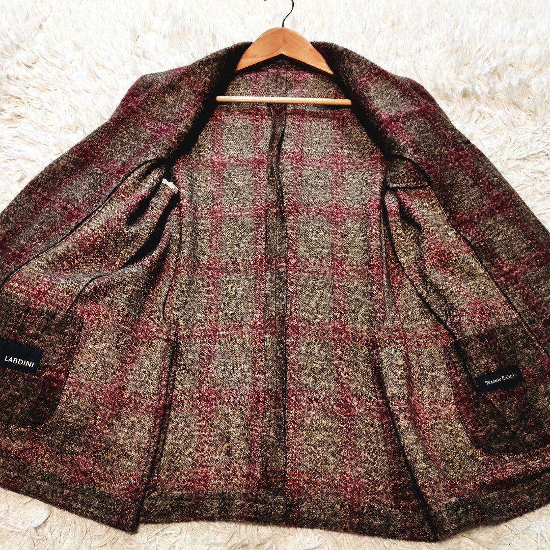 LARDINI ラルディーニ テーラードジャケット チェック ウール ブラウン