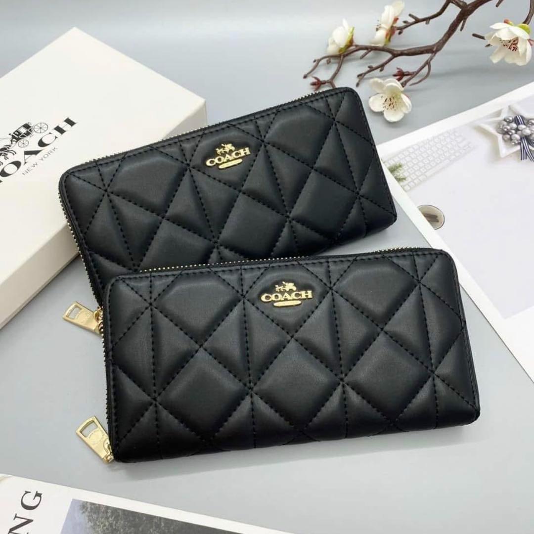 【1番人気】COACH コーチ 財布 希少 キルティング ブラック レザー