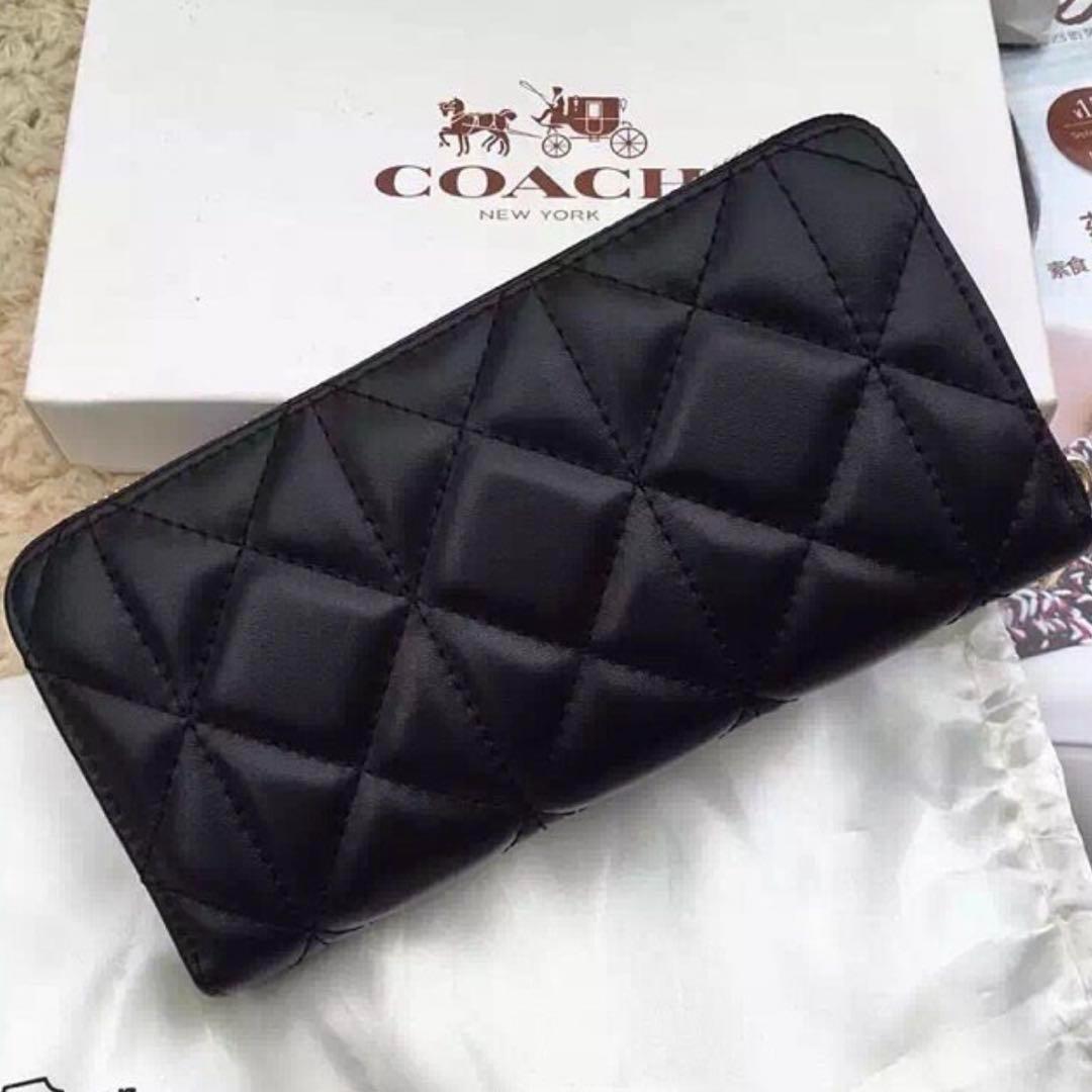 【1番人気】COACH コーチ 財布 希少 キルティング ブラック レザー