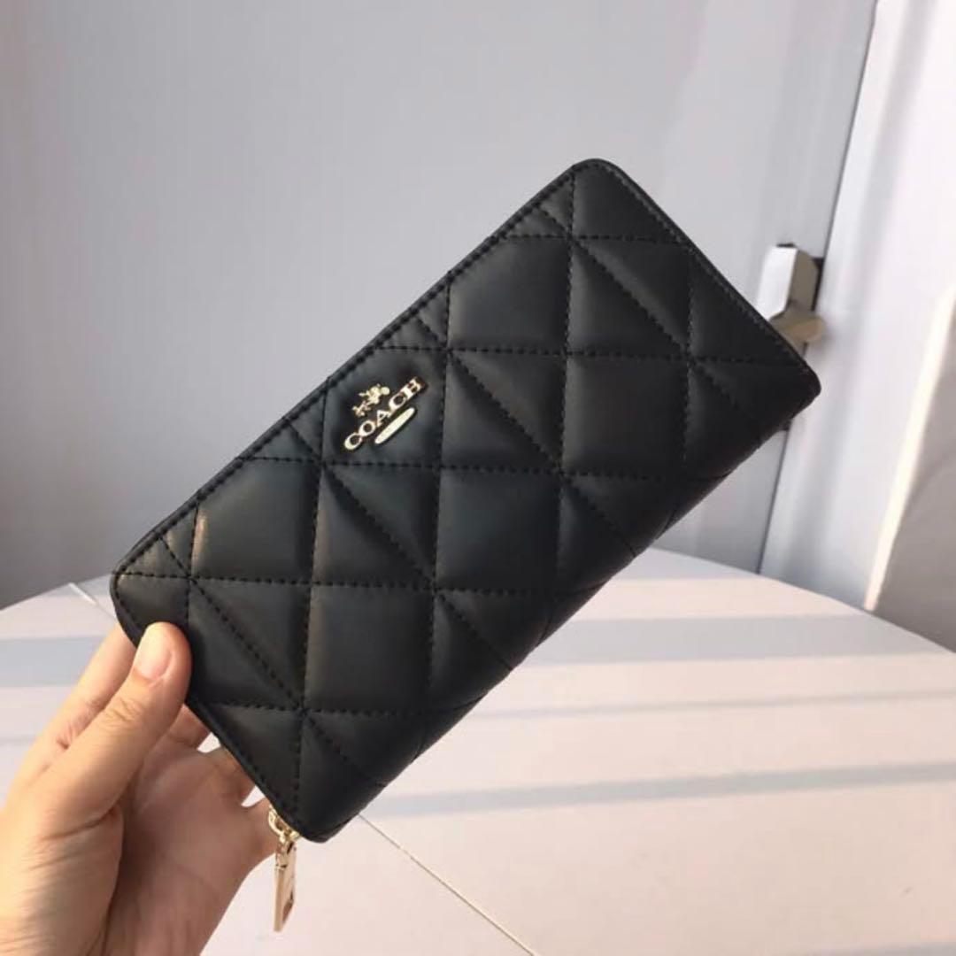 【1番人気】COACH コーチ 財布 希少 キルティング ブラック レザー